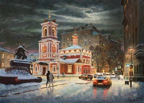 Красота зимнего города - картина И.В.Разживина