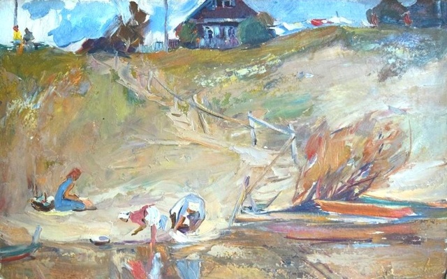 На реке - картина Ю.П.Лежникова