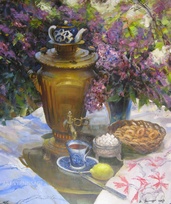 Чай под сиренью - картина Е.П.Лимарева