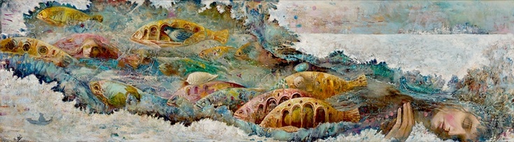 Зимняя река - репродукция картины С.Н.Лукьянова