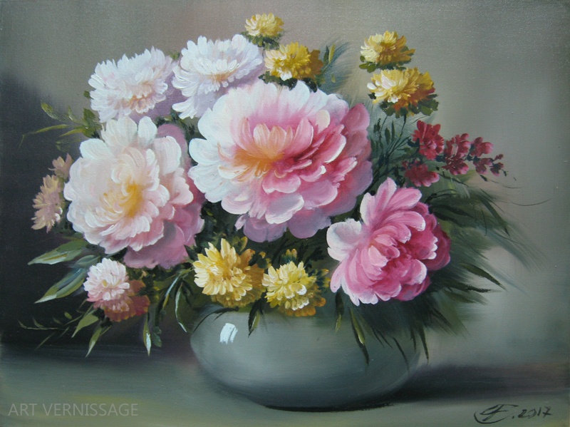 Картина Цветы в вазе (34*46*2см) арт.KM-34450