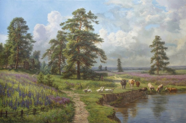 Цветущие поля - картина В.Г.Зайцева
