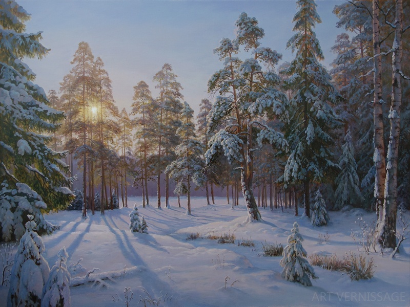 Зимний пейзаж Зима Природа Город Раскраска картина по номерам на холсте на подрамнике 40х60